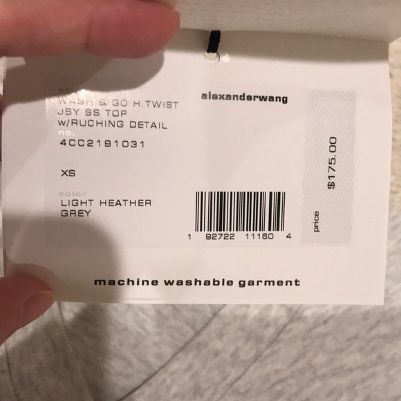 Alexander wang light gray T. Wash & Go cropped gathered t shirt xs - Picture 3 of 4